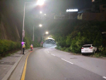 부산터널 입구서 역주행 차량 화단 충돌…면허취소 수준